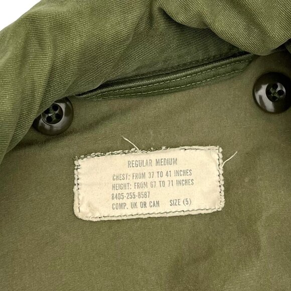 Vintage US Army Jacket Medium Coat Wind Resistant Sateen Olive QM Shade 107 60s - Picture 5 of 6